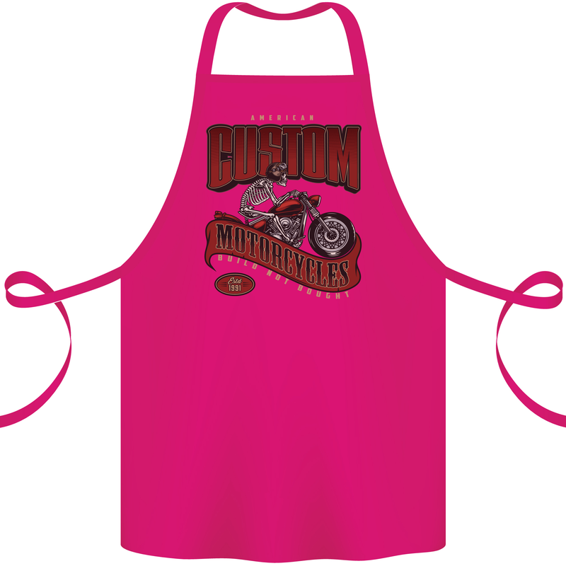 American Custom Motorcycles Biker Motorbike Cotton Apron 100% Organic Pink