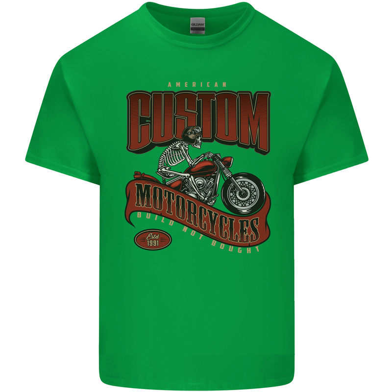 American Custom Motorcycles Biker Motorbike Kids T-Shirt Childrens Irish Green