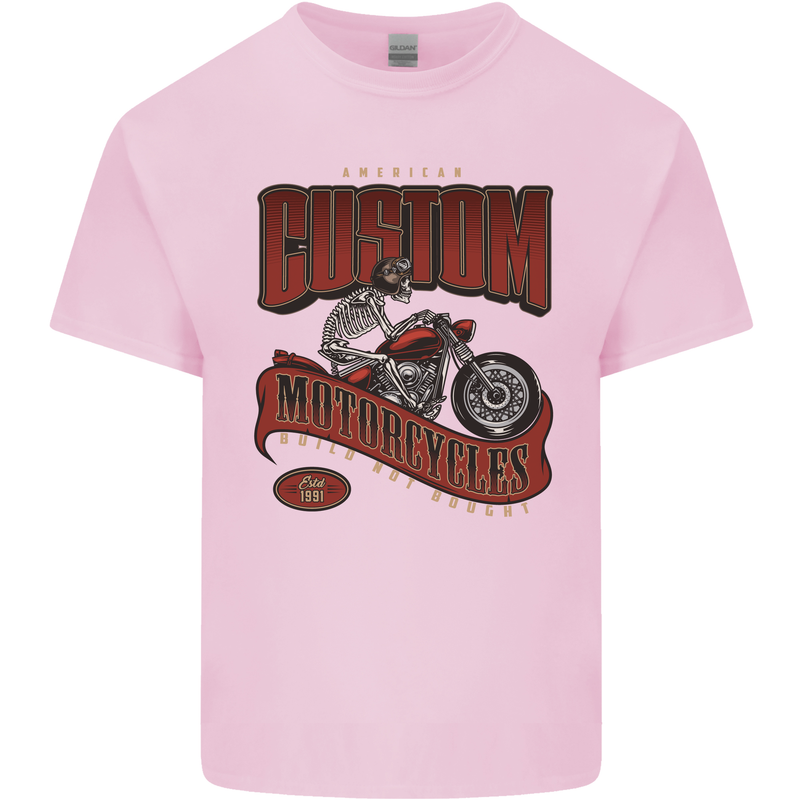 American Custom Motorcycles Biker Motorbike Kids T-Shirt Childrens Light Pink