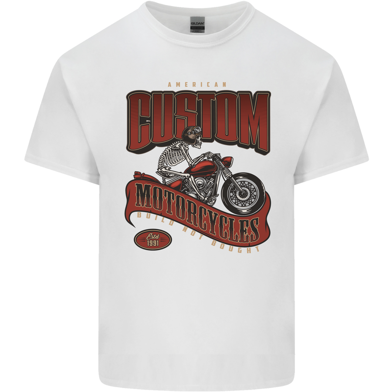 American Custom Motorcycles Biker Motorbike Kids T-Shirt Childrens White