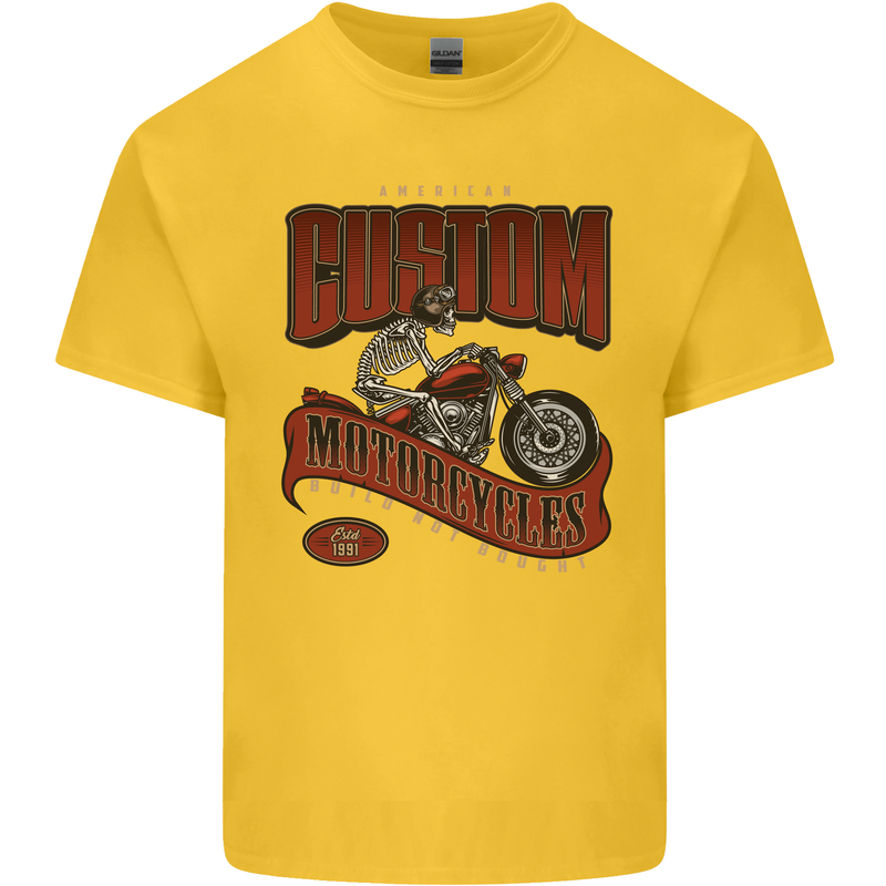 American Custom Motorcycles Biker Motorbike Kids T-Shirt Childrens Yellow