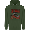 American Custom Motorcycles Biker Motorbike Mens 80% Cotton Hoodie Forest Green