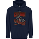 American Custom Motorcycles Biker Motorbike Mens 80% Cotton Hoodie Navy Blue