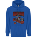 American Custom Motorcycles Biker Motorbike Mens 80% Cotton Hoodie Royal Blue