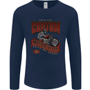 American Custom Motorcycles Biker Motorbike Mens Long Sleeve T-Shirt Navy Blue