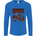 American Custom Motorcycles Biker Motorbike Mens Long Sleeve T-Shirt Royal Blue