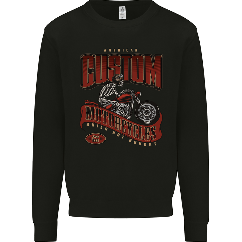 American Custom Motorcycles Biker Motorbike Mens Sweatshirt Jumper Black