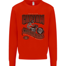 American Custom Motorcycles Biker Motorbike Mens Sweatshirt Jumper Bright Red
