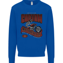 American Custom Motorcycles Biker Motorbike Mens Sweatshirt Jumper Royal Blue