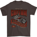 American Custom Motorcycles Biker Motorbike Mens T-Shirt Cotton Gildan Dark Chocolate