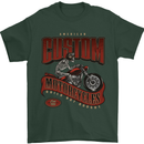 American Custom Motorcycles Biker Motorbike Mens T-Shirt Cotton Gildan Forest Green