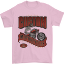 American Custom Motorcycles Biker Motorbike Mens T-Shirt Cotton Gildan Light Pink
