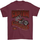 American Custom Motorcycles Biker Motorbike Mens T-Shirt Cotton Gildan Maroon