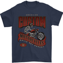 American Custom Motorcycles Biker Motorbike Mens T-Shirt Cotton Gildan Navy Blue