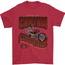 American Custom Motorcycles Biker Motorbike Mens T-Shirt Cotton Gildan Red