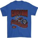 American Custom Motorcycles Biker Motorbike Mens T-Shirt Cotton Gildan Royal Blue