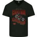 American Custom Motorcycles Biker Motorbike Mens V-Neck Cotton T-Shirt Black