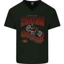 American Custom Motorcycles Biker Motorbike Mens V-Neck Cotton T-Shirt Black
