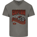 American Custom Motorcycles Biker Motorbike Mens V-Neck Cotton T-Shirt Charcoal