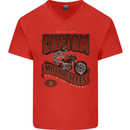 American Custom Motorcycles Biker Motorbike Mens V-Neck Cotton T-Shirt Red