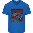 American Custom Motorcycles Biker Motorbike Mens V-Neck Cotton T-Shirt Royal Blue