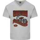 American Custom Motorcycles Biker Motorbike Mens V-Neck Cotton T-Shirt Sports Grey
