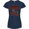 American Custom Motorcycles Biker Motorbike Womens Petite Cut T-Shirt Navy Blue