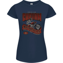 American Custom Motorcycles Biker Motorbike Womens Petite Cut T-Shirt Navy Blue