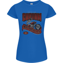 American Custom Motorcycles Biker Motorbike Womens Petite Cut T-Shirt Royal Blue