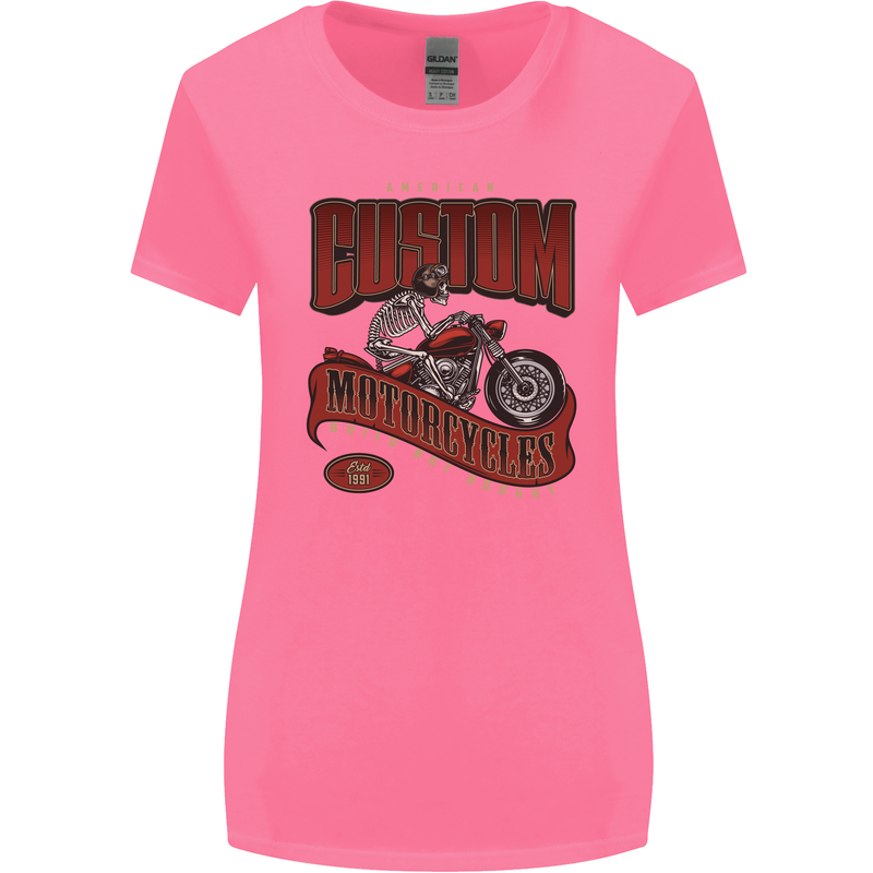 American Custom Motorcycles Biker Motorbike Womens Wider Cut T-Shirt Azalea