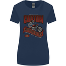 American Custom Motorcycles Biker Motorbike Womens Wider Cut T-Shirt Navy Blue