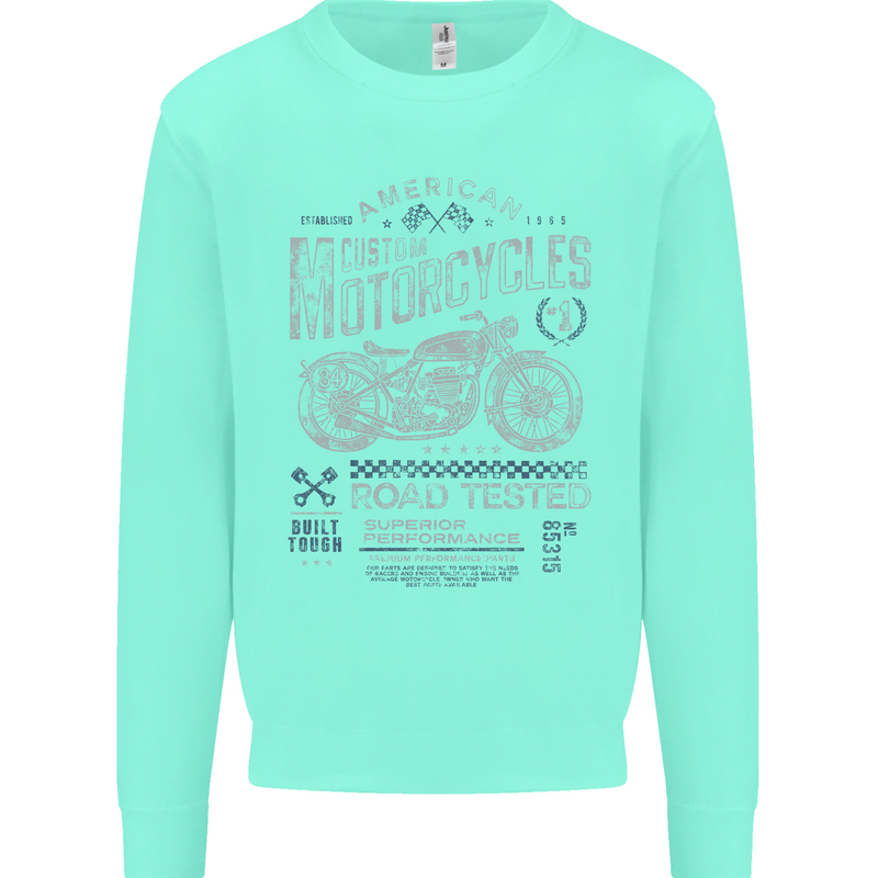 American Custom Motorcycles Motorbike Biker Kids Sweatshirt Jumper Peppermint
