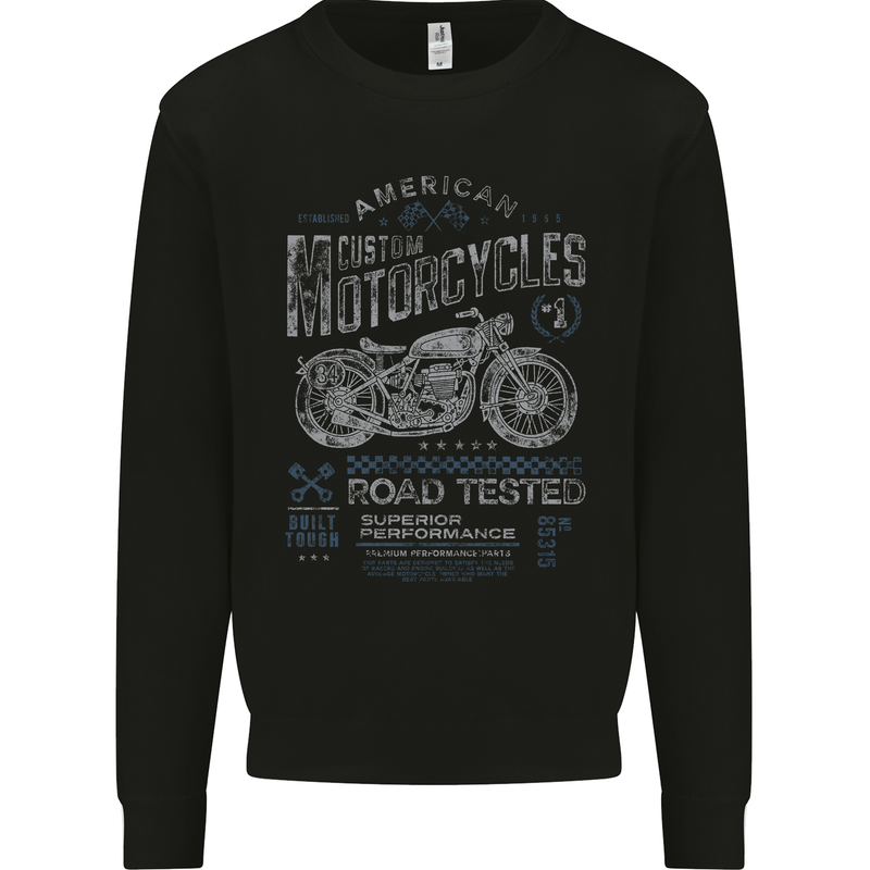 American Custom Motorcycles Motorbike Biker Mens Sweatshirt Jumper Black