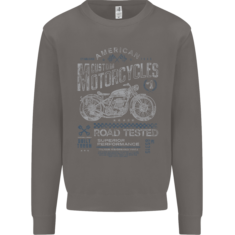 American Custom Motorcycles Motorbike Biker Mens Sweatshirt Jumper Charcoal