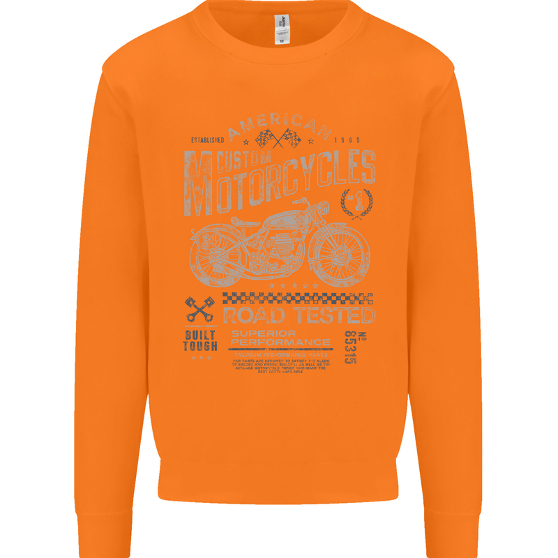 American Custom Motorcycles Motorbike Biker Mens Sweatshirt Jumper Orange