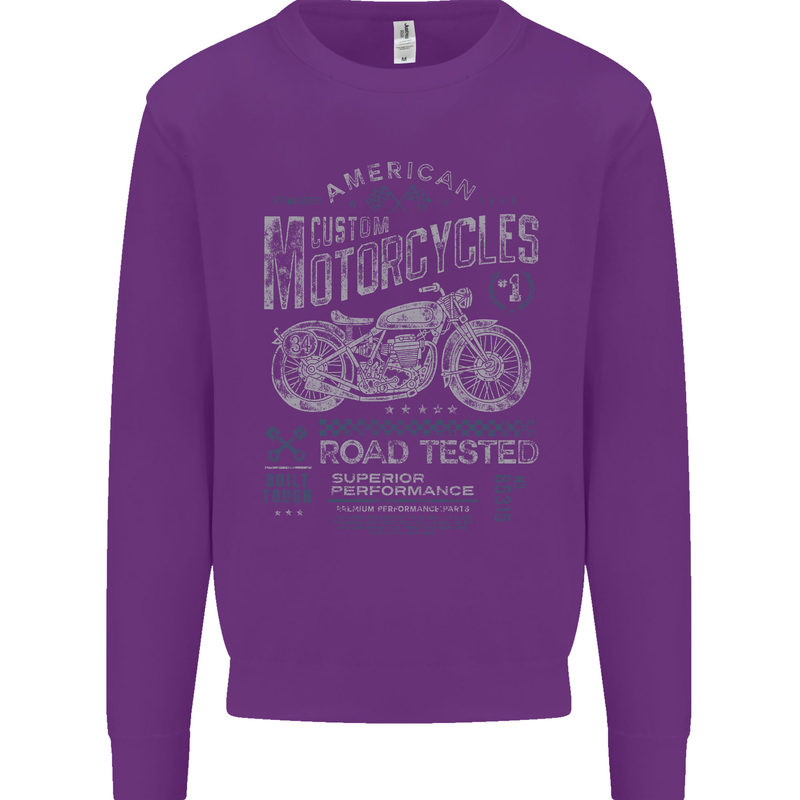 American Custom Motorcycles Motorbike Biker Mens Sweatshirt Jumper Purple