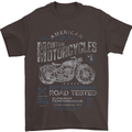 American Custom Motorcycles Motorbike Biker Mens T-Shirt Cotton Gildan Dark Chocolate