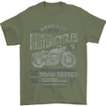 American Custom Motorcycles Motorbike Biker Mens T-Shirt Cotton Gildan Military Green