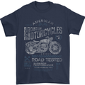 American Custom Motorcycles Motorbike Biker Mens T-Shirt Cotton Gildan Navy Blue
