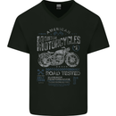 American Custom Motorcycles Motorbike Biker Mens V-Neck Cotton T-Shirt Black