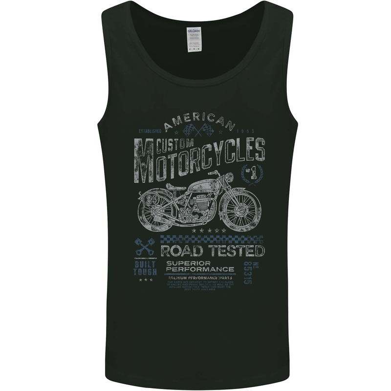 American Custom Motorcycles Motorbike Biker Mens Vest Tank Top Black