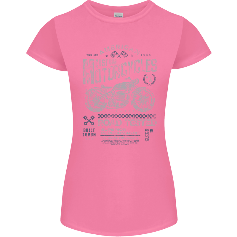 American Custom Motorcycles Motorbike Biker Womens Petite Cut T-Shirt Azalea
