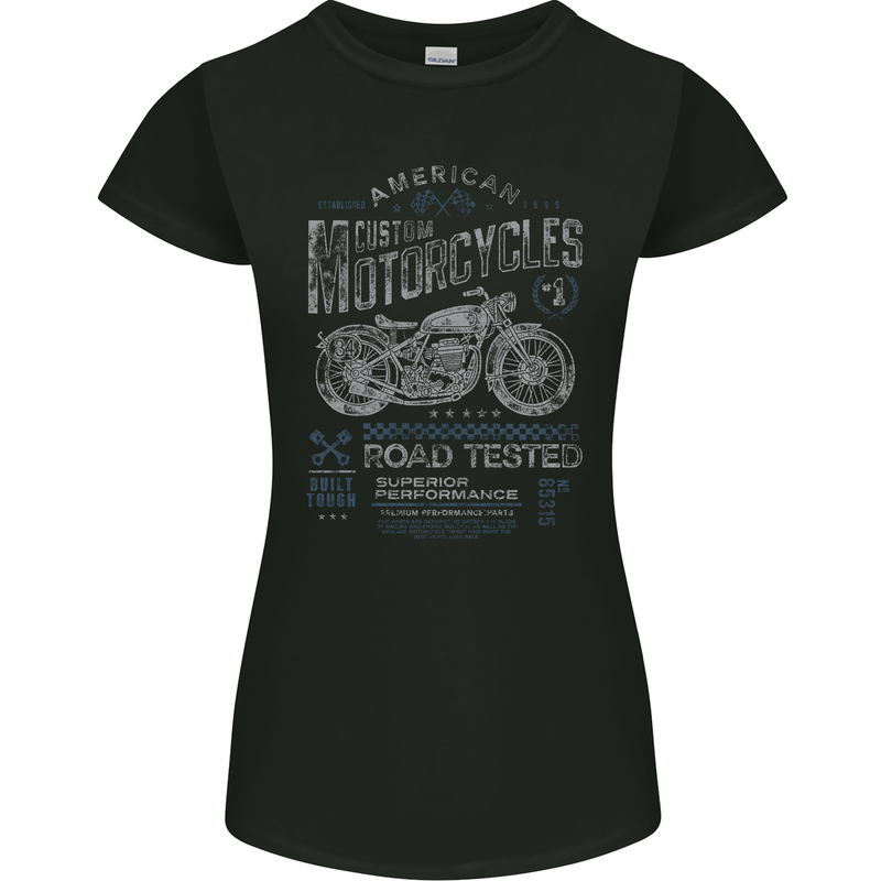 American Custom Motorcycles Motorbike Biker Womens Petite Cut T-Shirt Black