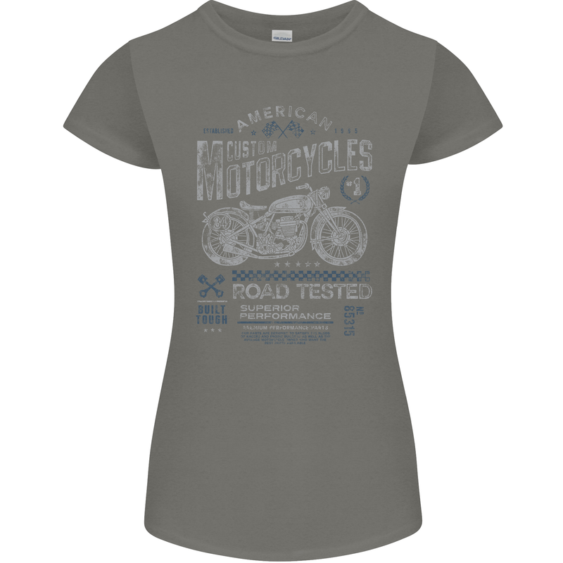 American Custom Motorcycles Motorbike Biker Womens Petite Cut T-Shirt Charcoal