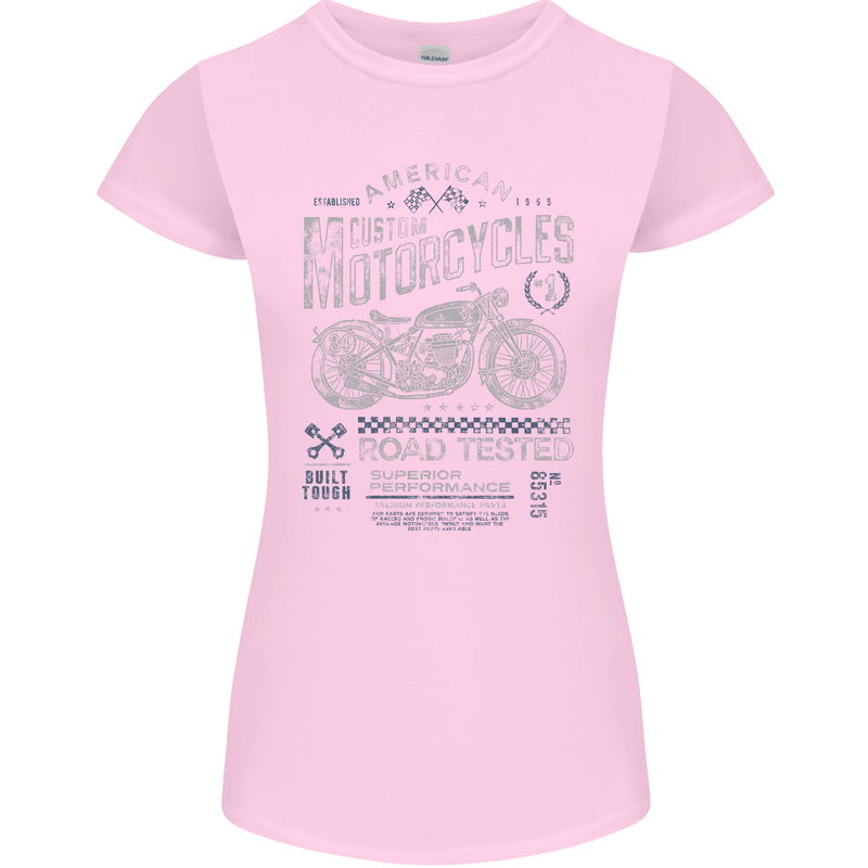 American Custom Motorcycles Motorbike Biker Womens Petite Cut T-Shirt Light Pink