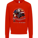 American Customs Hot Rod Garage USA Kids Sweatshirt Jumper Bright Red