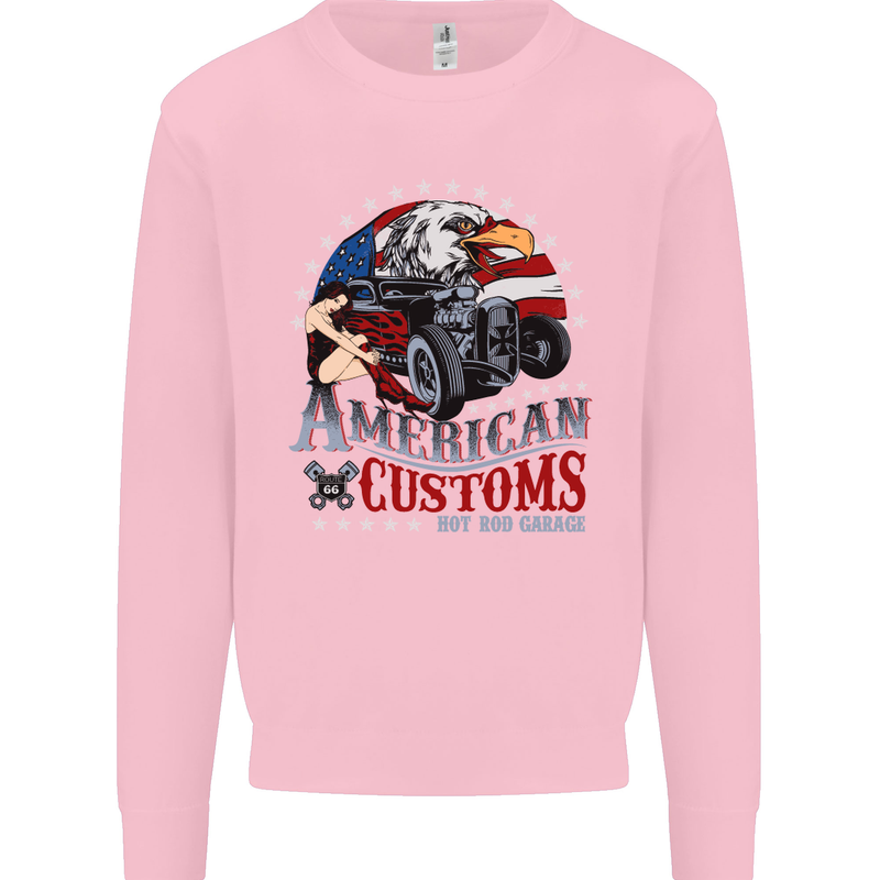 American Customs Hot Rod Garage USA Kids Sweatshirt Jumper Light Pink