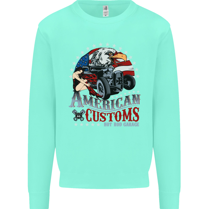 American Customs Hot Rod Garage USA Kids Sweatshirt Jumper Peppermint