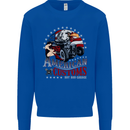 American Customs Hot Rod Garage USA Kids Sweatshirt Jumper Royal Blue