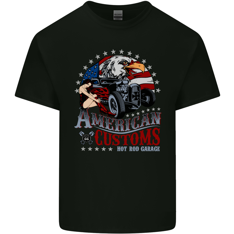 American Customs Hot Rod Garage USA Kids T-Shirt Childrens Black